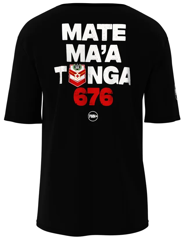 Mate Ma'a Tonga 676 tee in black, back print