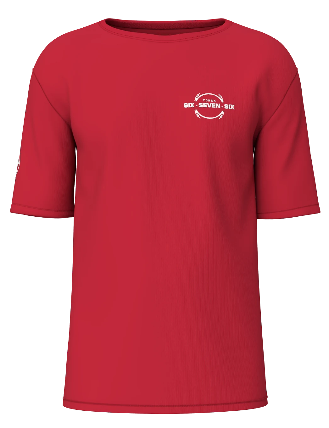 Mate Ma'a Tonga 676 Tee in red, front view
