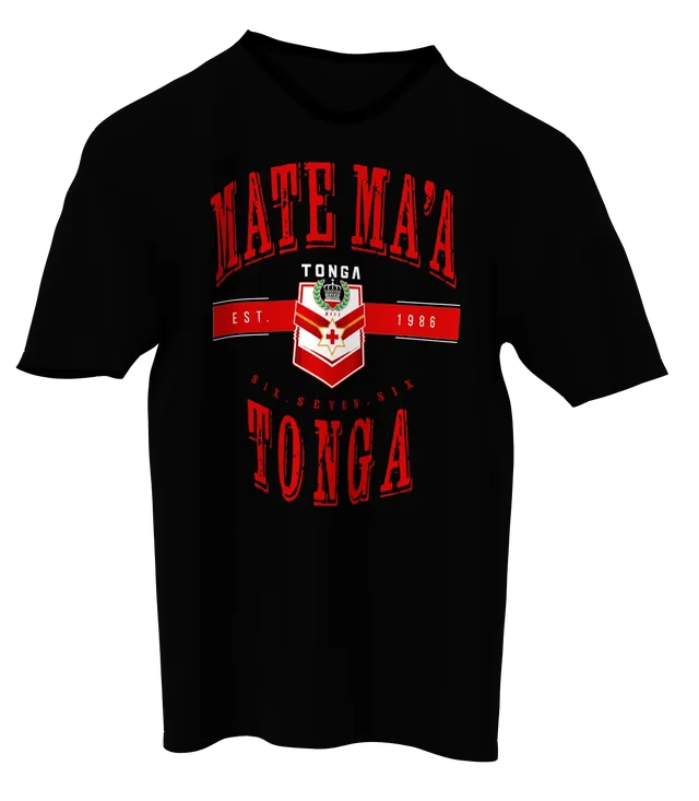 Mate Ma'a Tonga Crest Oversized Tee in black