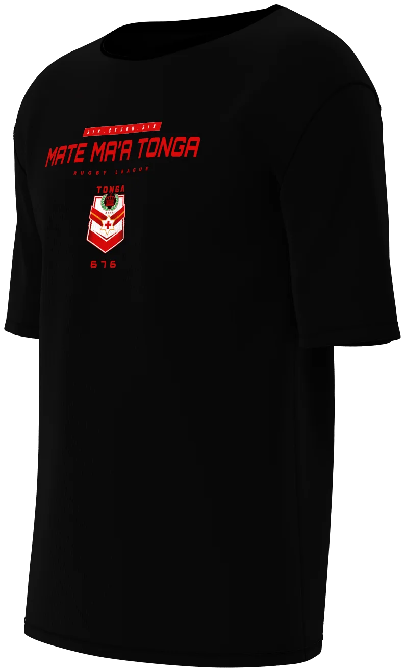 Mate Ma'a Tonga Player Tee in black, front left view