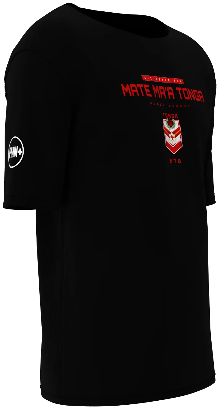 Mate Ma'a Tonga Player Tee in black, front right view