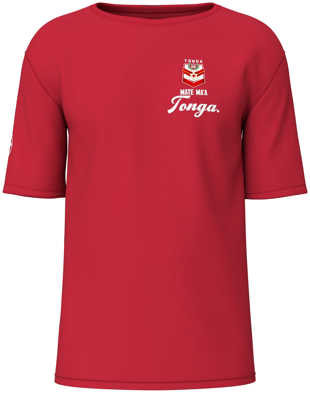Mate Ma'a Tonga RLWC26 Tee in red, front view
