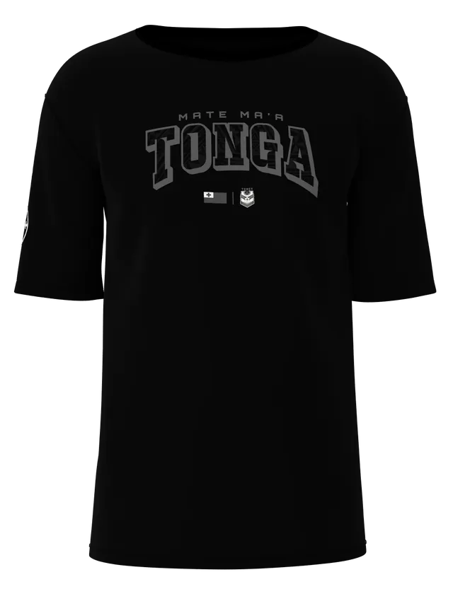 Mate Ma'a Tonga Silver Blackout Tee in black/silver