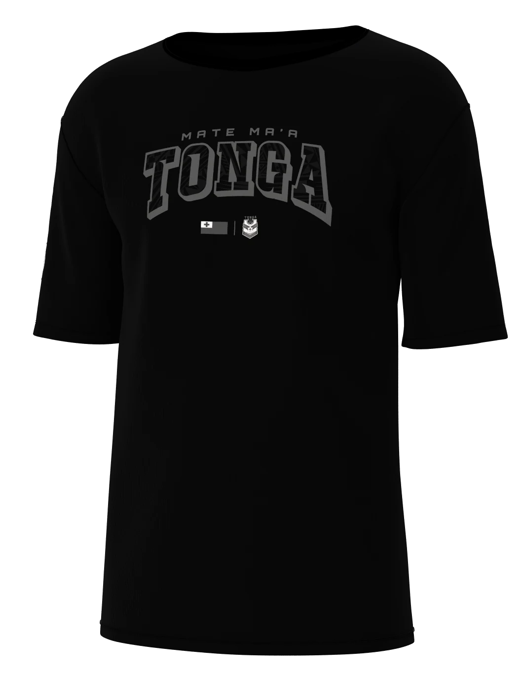 Mate Ma'a Tonga Silver Blackout Tee in black/silver, front left view