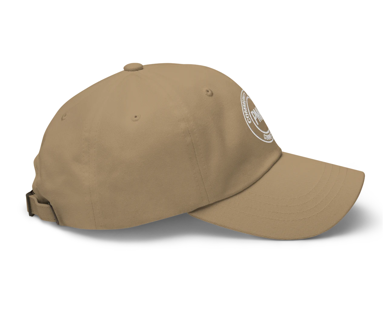 PMN+ Classic Dad Hat in khaki, back right view