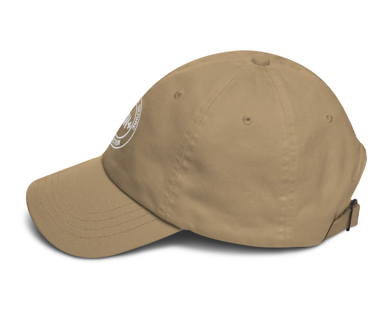PMN+ Classic Dad Hat in khaki, left view
