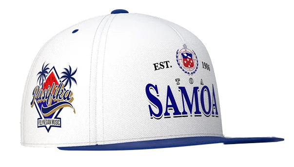 Toa Samoa High Profile Snapback in navy/white, front right view