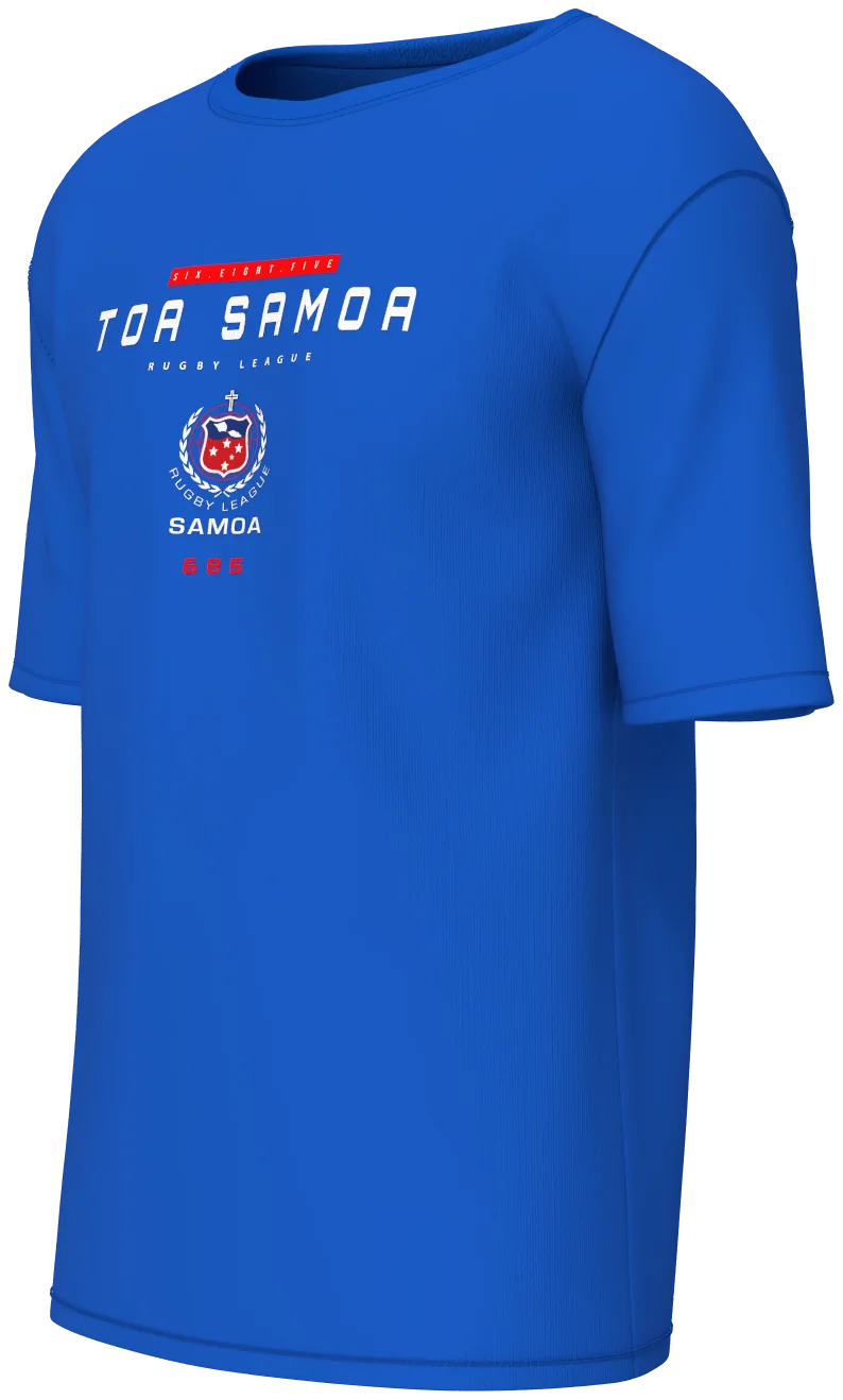 Toa Samoa Player Tee in royal blue, front left view