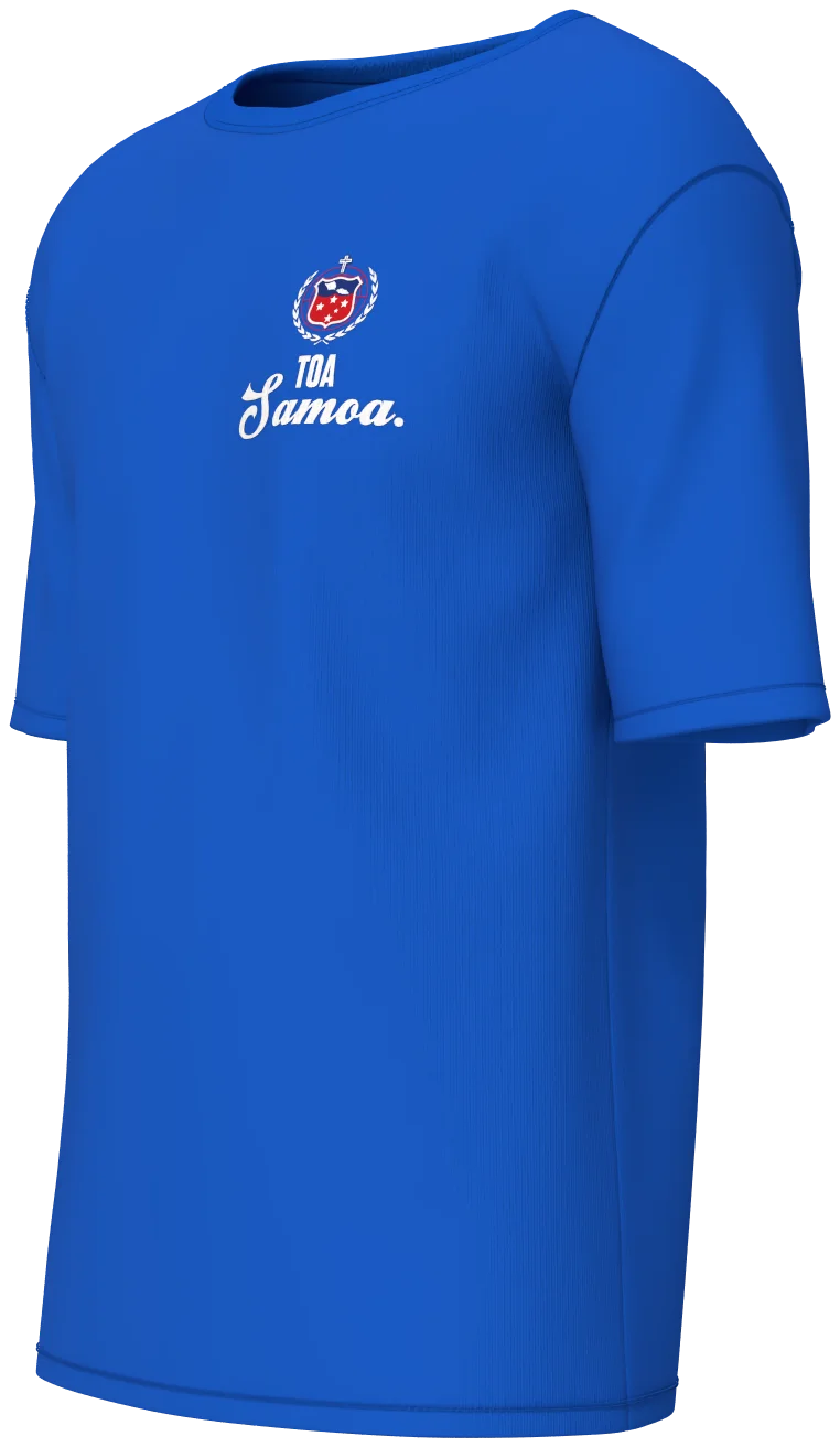 Toa Samoa RLWC26 Tee in royal blue, front left view