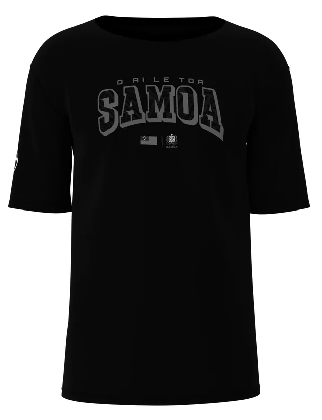 Toa Samoa Silver Blackout Tee in black/silver