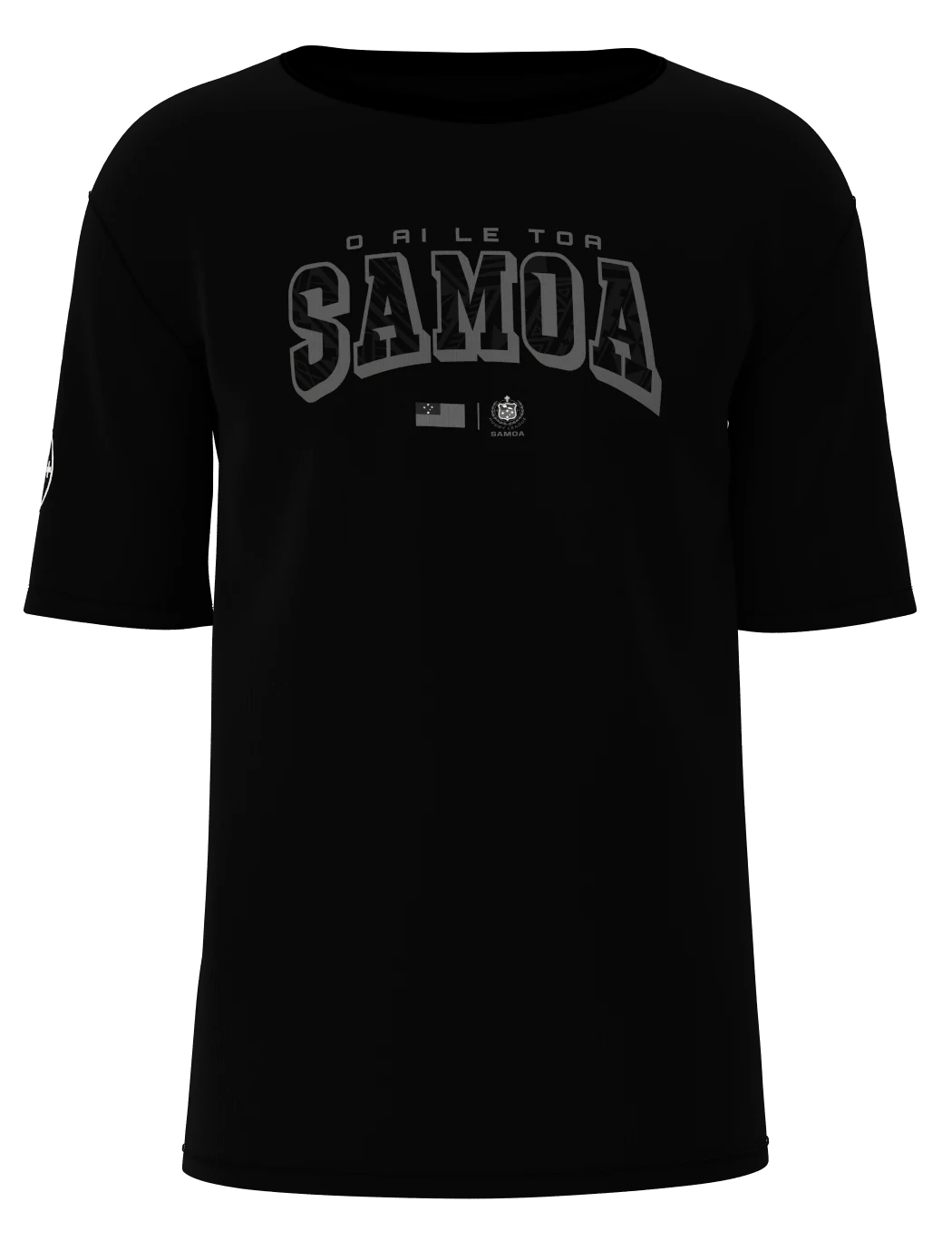 Toa Samoa Silver Blackout Tee in black/silver, front view